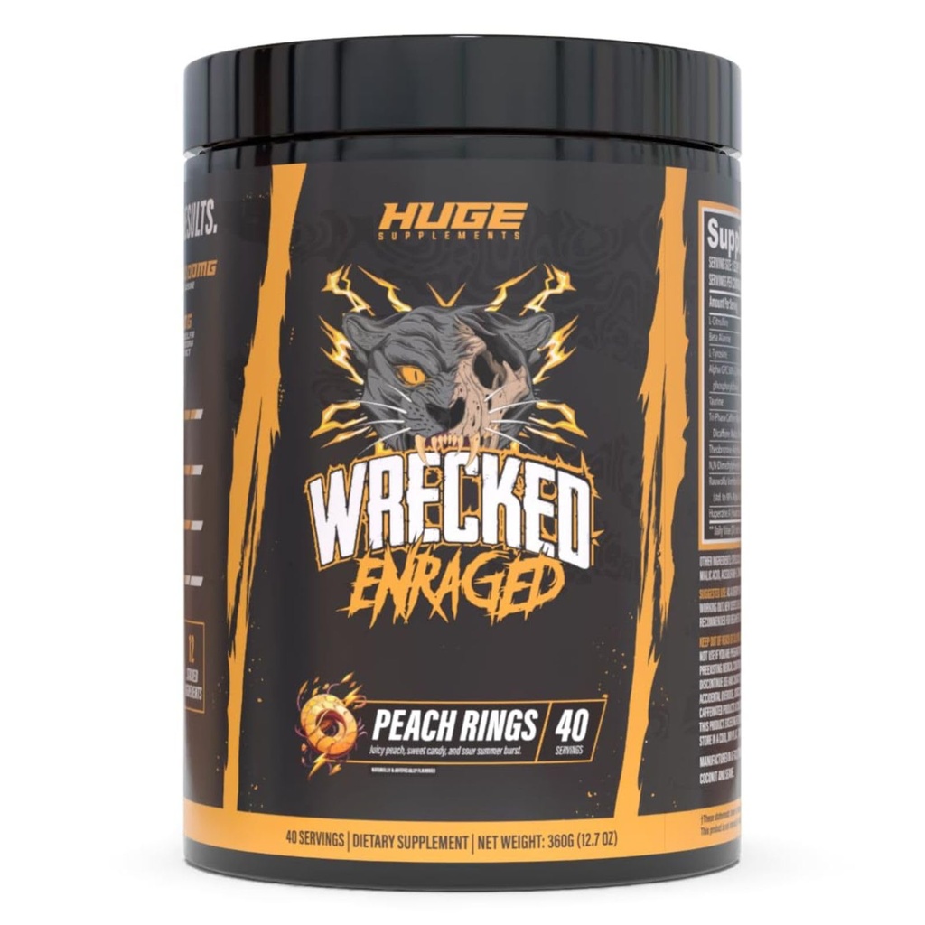Wrecked Enraged High Stim Pre Workout - Extreme Hardcore Formula For Intense Energy, Laser Focus & maximum Strength - Potent Stimulant Matrix - For Advanced Lifters, Not for beginnerss (40 hizmet)