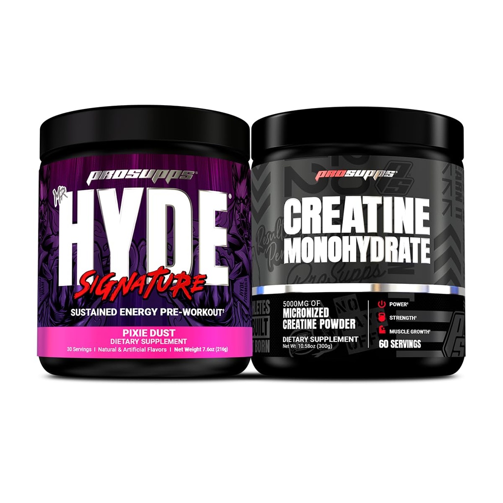 PROSUPPS Hyde Signature Sustained Pre Workout, Pixie Dust and Creatine 300 Bundle