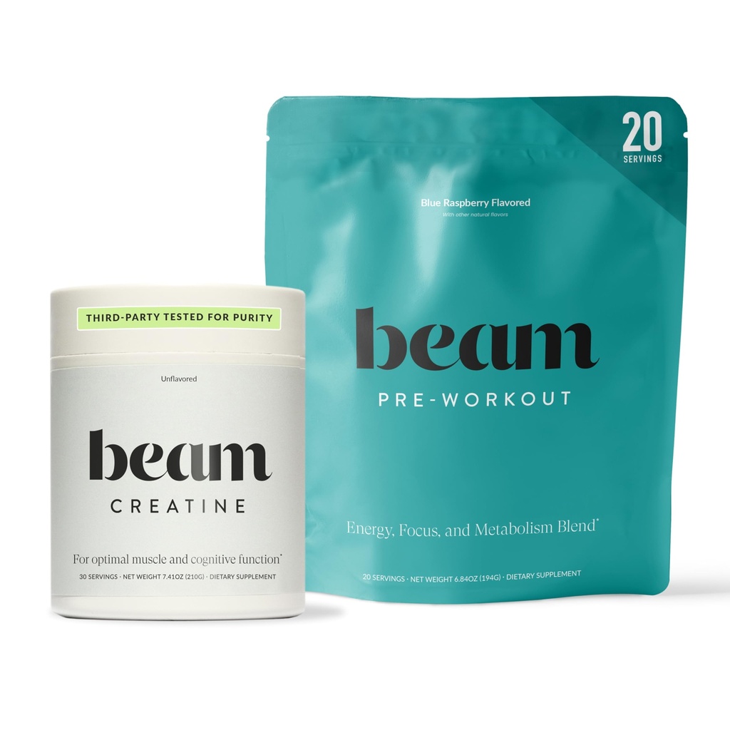 Beam Kretine Monohidrat + Pre Workout Sche – Strength, Endurance & Muscle Recovery Stack – Clean Energy & Hydration Support, Third-Party Tested for Peak Education Performance