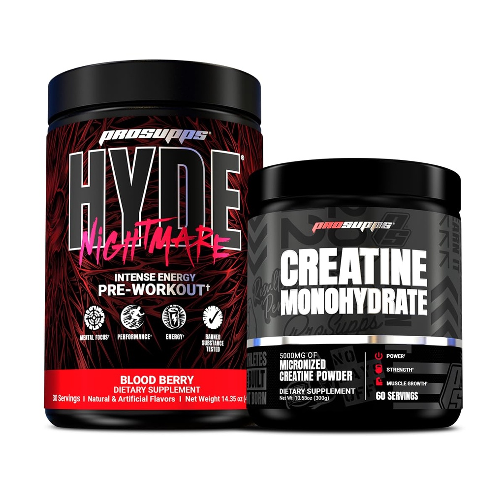 PROSUPPS Hyde Nightmare Intense Energy Pre-Workout, Blood Berry ve Kretine 300