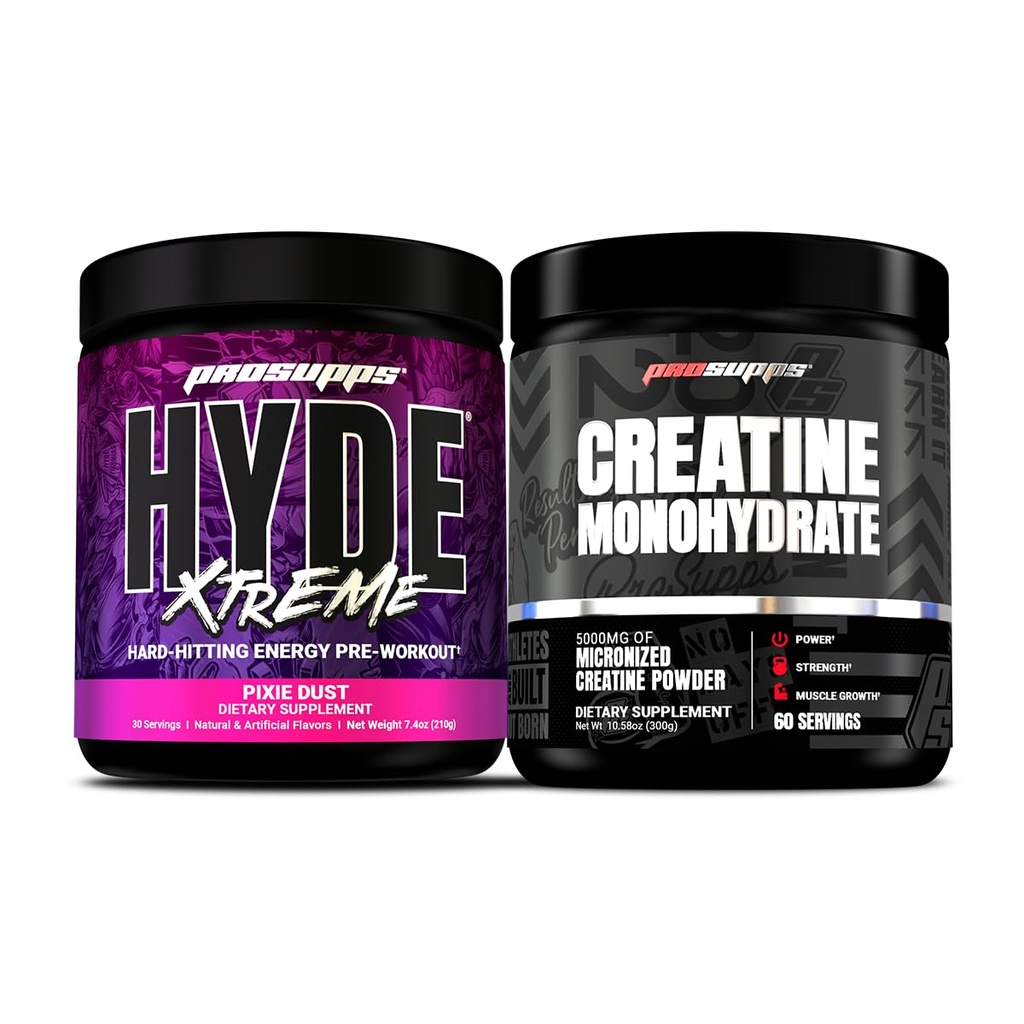 PROSUPPS Hyde Xtreme Hard-Hitting Energy Pre-Workout, Pixie Dust ve Kretine 300