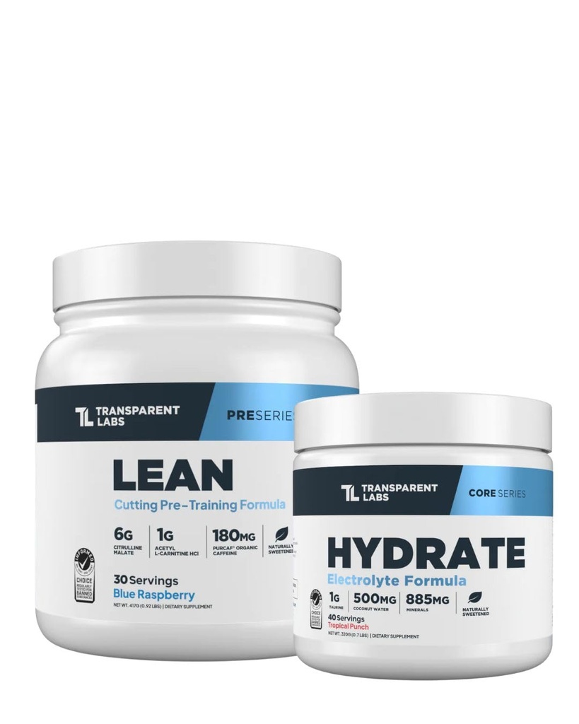 Gap Labs Lean Pre-Workout (30 Hizmet, Blue Raspberry) & Hydrate Electrolytes Toz (40 Hizmet, Tropikal Punch)