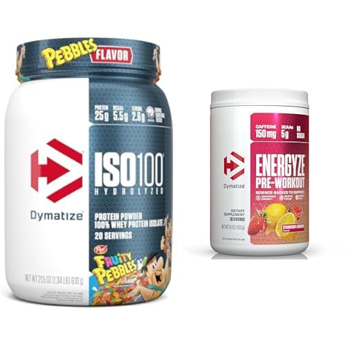 Δέσμη των Dymatize φρουτώδη κύπελλα ISO100 πρωτεΐνη ορού γάλακτος σκόνη απομόνωση και φράουλα φράουλα λεμονάδα πριν από την προπόνηση σκόνη