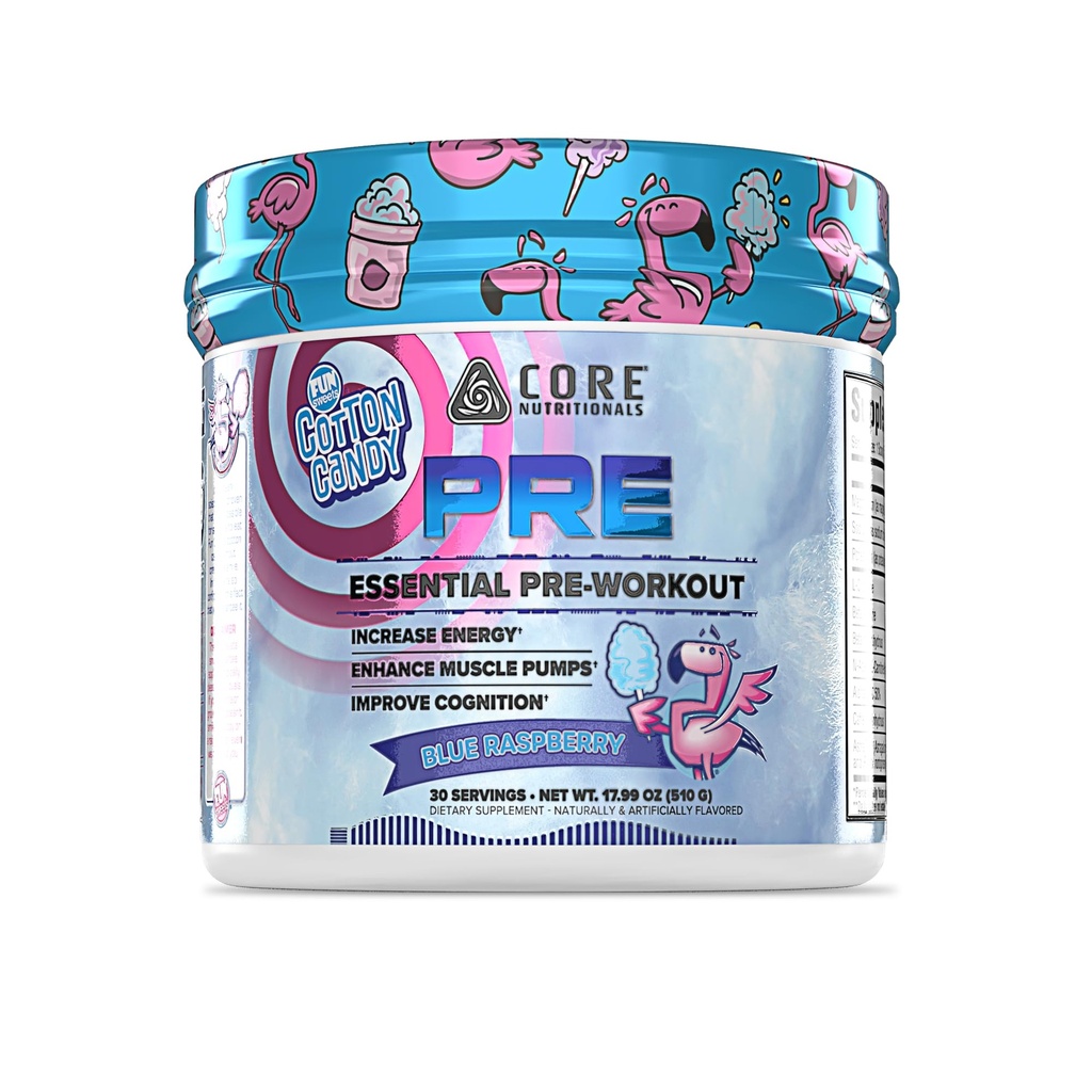 Core Nutritionals Essential Pre Workout | for Energy & Muscle Pumps | L-Citrulline & Beta Alanine | 200 mg Caffeine | 30 Servisler (Fun Sweets Blue Raspberry)