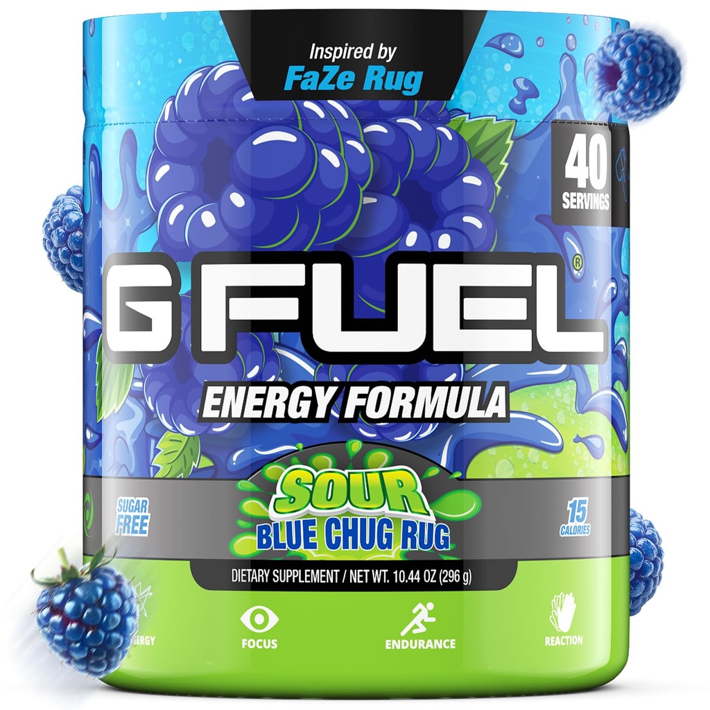 G Yakıt Chug Constant Energy Drink Toz, Pre Workout Caffeine Mix for Game, Sugar Free Focus replica, Vitamin + Antioksis, 10.44oz (Sour Blue Raspberry, 40 Hizmet)