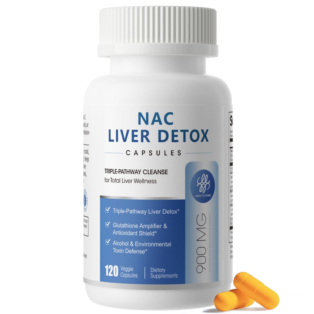 NAC Supplement 900 mg - Liver Cleanse Detox & Tamir, Antioksi ve Hücre Sağlığı, Alkol Savunma Desteği - Bu Sütle ile N-Acetyl Cysteine Capsules, Turmeric, Dandelion & Artichoke - 120