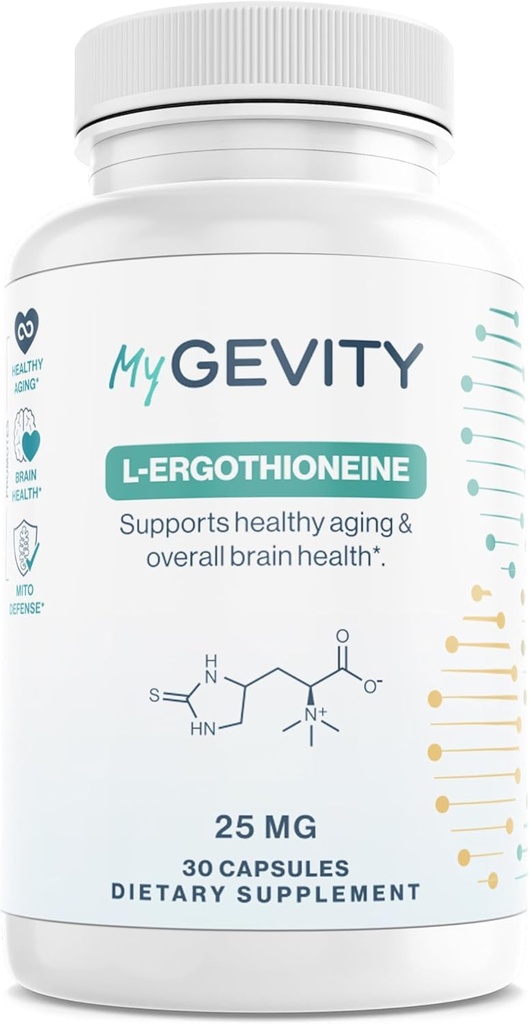 L- Εργοθειονίνη 25mg – 99, 9%+ Επιβεβαιωμένη καθαρότητα, Physician Formulated Antioxidant for Brain, Heart & Longevity – Vegan, Non-GMO, No Seed Oils, cGMP Made in USA – 30 Capsles