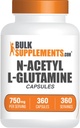 BulkSupplements.com N-Acetyl L-Glutamine Capsules - Glutamine Supplement, Reese Acids Supplement - Gluten Free, 1 Capsule per Service (750 mg), 360 Count (Pack of 1)