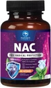 NAC Supplement - N-Acetyl-L-Cysteine'ye 1200 mg - Güçlü Antioksitlere Destek - Respiratory & Liver Health Support - Gluten Free, Şişed in USA - 60 Capsules