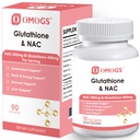 OMOGS Glutathionone & NAC συμπλήρωμα, με vtamin B & Selenium, υποστηρίζει την υγεία του ήπατος, κύτταρα, αντιοξειδωτικό, παραγωγή ενέργειας & ανοσοποιητικό, Vegan & Gluten-free, 90 κάψουλες Veg.