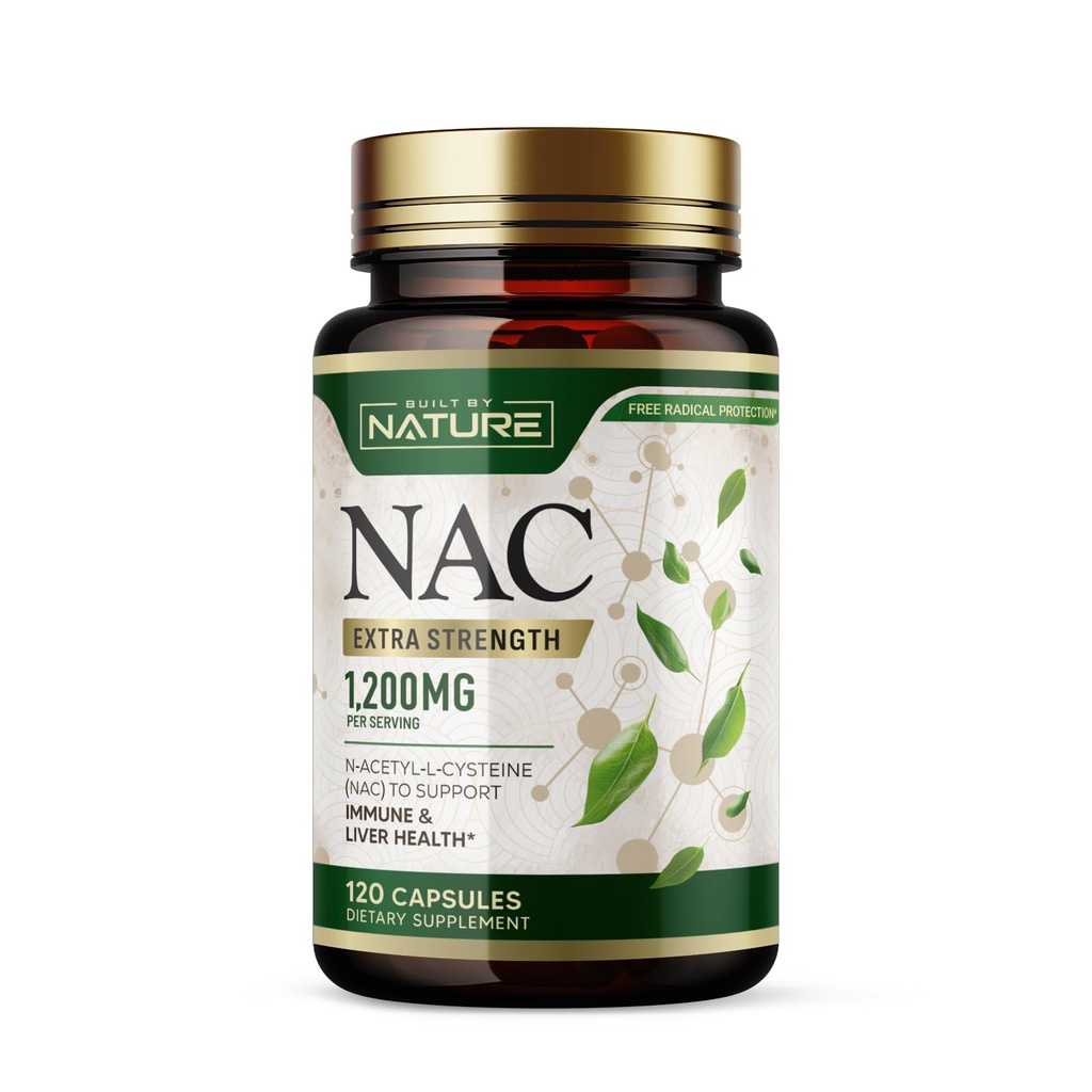 Nature NAC Supplement tarafından inşa edilmiştir – 1200 mg N-Acetyl-L-Cysteine – Immune & Respiratory Support, Liver Health, Antioksi Supplement – Non-GMO, Gluten-Free 120 Capsules