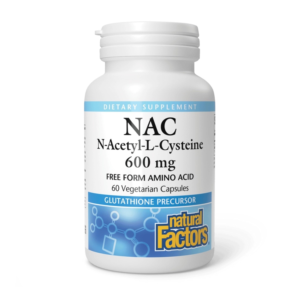 Doğal Faktörler N-Acetyl-L-Cysteine 600 mg - Sağlıklı Liver & Lungs - Antioksi Support Supplement Supports Immune System Health - 60 Vegetarian Capsules (60 Hizmetler)