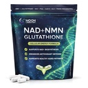 NMN + L-Glutathione Supplement – NAD+ Destek, Mitochondrial Energy & Antioxy Defense with CoQ10, NAC, PQ & Alpha Lipoic Acid – 120 Capsules. Refill Pack