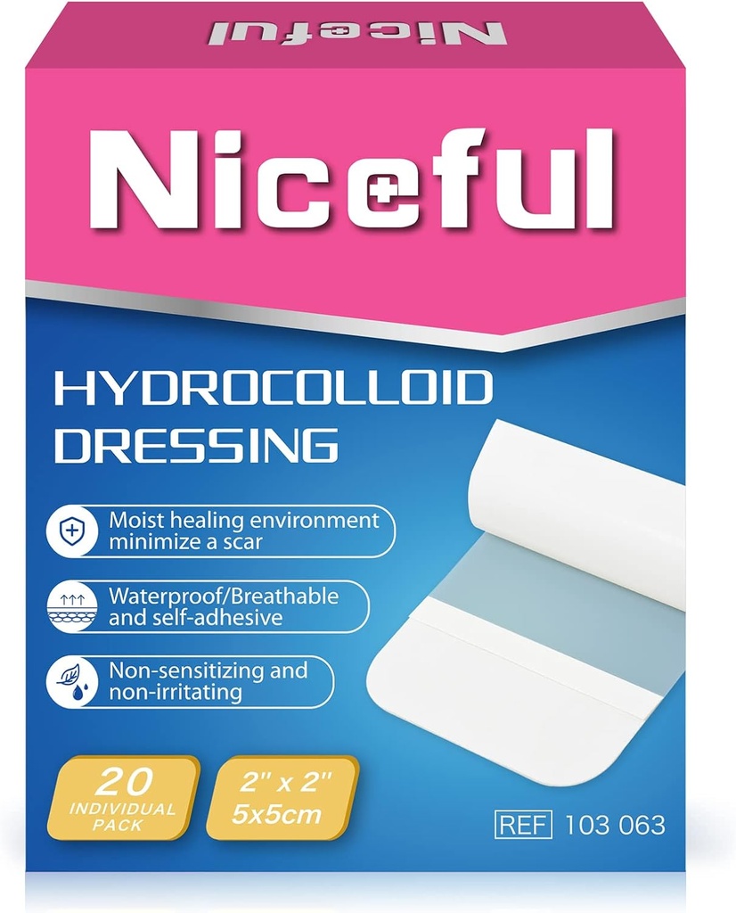 20 Count Hydrocolloid Μπάντες 2" x 2", Τραύμα Dressing Μικρή Hydrocolloid Gel  Banges for Wounds, Wound Healing Bed Sore Bandage