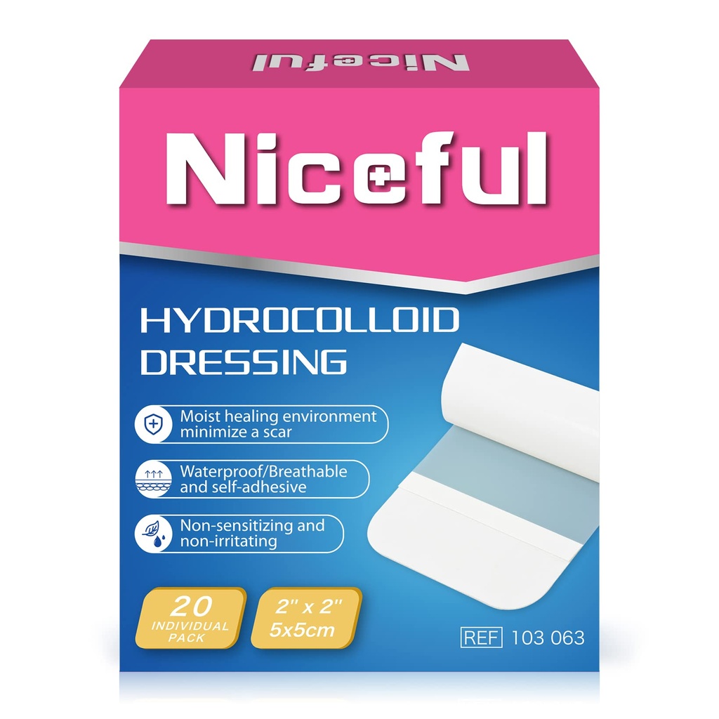 20 Kont Hydrocolloid Bandages 2" x 2", Yaralar için Küçük Hidrokolloid Gel Bandajları Giyiyor