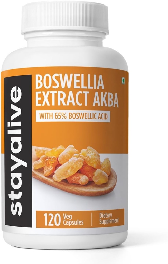 STAY ALIVE Boswellia Serrata Extract Capsules 1000mg with AKBA and 65% Boswellic Acid, 12:1 Resin Extract Powder, 120 Count for 2-Month Supply, Non-GMO and Gluten-Free Boswellia Supplement
