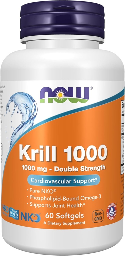 Şimdi Gıdalar Tamamlıyor, Neptün Krill, Double Strength 1000 mg, Phospholipid-Bound Omega-3, 60 Softgels