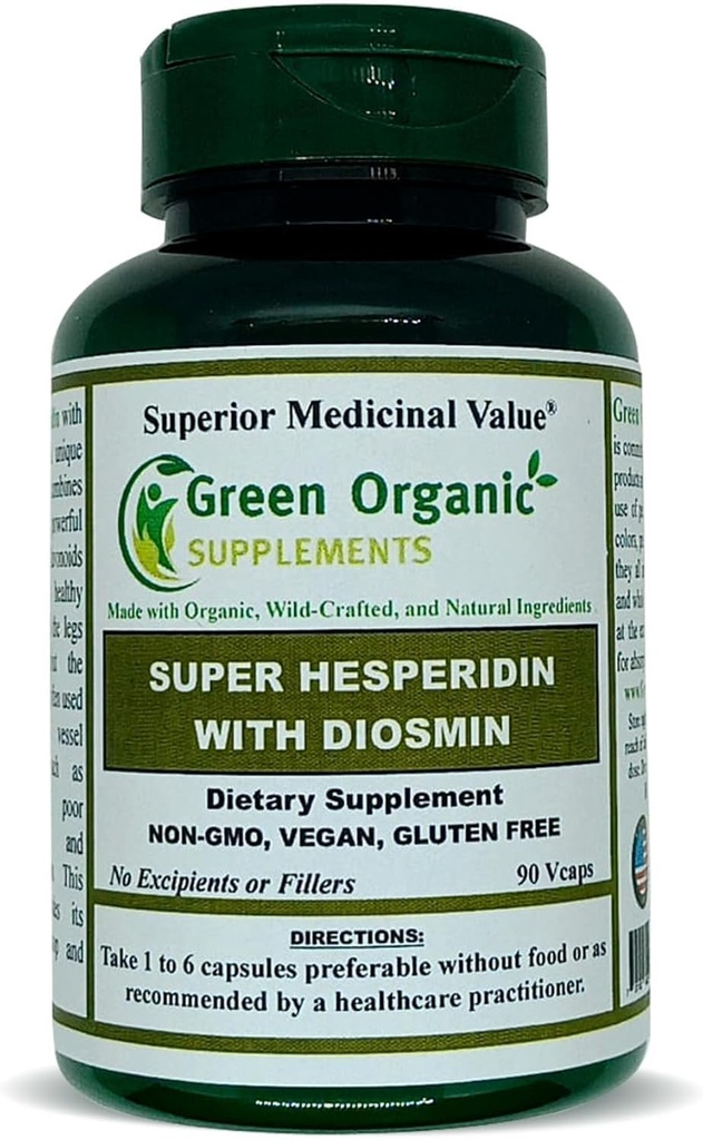 Green Organic Συμπληρώματα Hesperidin, Diosmin, Narangin, Μοναδική Φόρμουλα (Made, Non-GMO, Vegan, & Gluten Free) (Single)