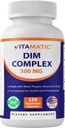 Kadınlar ve Erkekler için Vitamatic DIM Supplement Kompleksi - 300 mg - 120 Veg Capsules - Siyah Pepper, Broccoli Toz & Toz - Non-GMO & Gluten Free - Supports Hormonal Balance