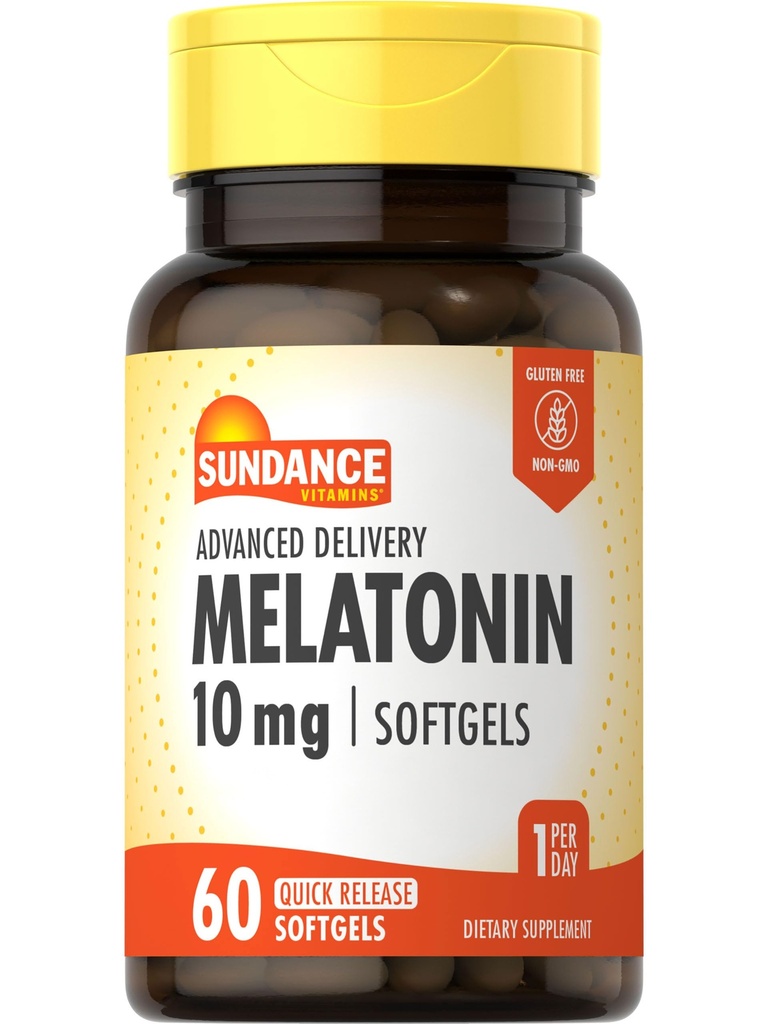 Sundance Melatonin 10mg | 60 Softgels | Advanced Delivery | Non-GMO and Gluten Free Supplement