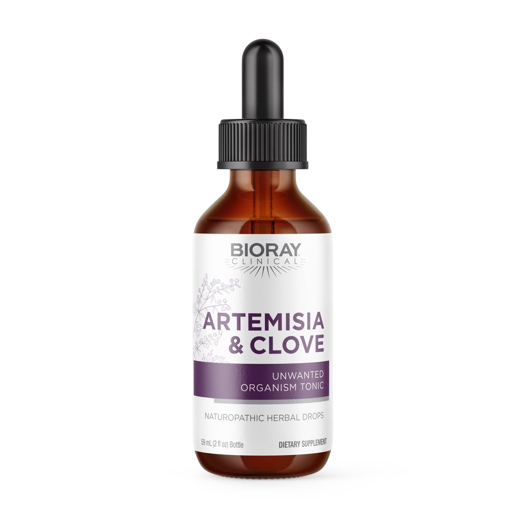 BIORAY Professional Artemisia & Clove - 2 fl oz - Ανεπιθύμητη αφαίρεση οργανισμού με φαρμακευτικά μανιτάρια - μη ΓΤΟ, χορτοφάγοι, χωρίς γλουτένη