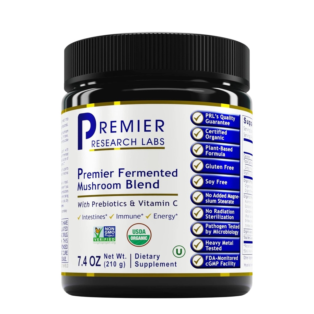 Premier Research Labs Premier Fermented Mushroom Mix - Reishi Mushroom Toz, İçmeler için Mushroom Extract, Türkiye Tail, Cordyceps ile Immune & Gut Health - 7.4 ozroom Toz, İçmeler için Mushroom Extract, Kahve, Mushroom Kompleksi, Türkiye ile Konsüsü