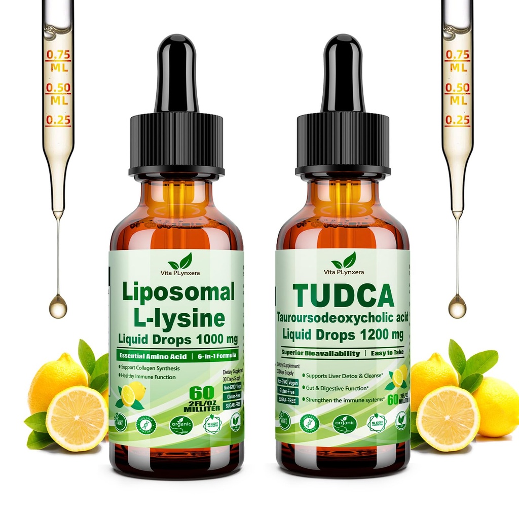 Vita PLynxera Immune & Liver Support Bundle | TUDCA & L-Lysine Liquid Drops |