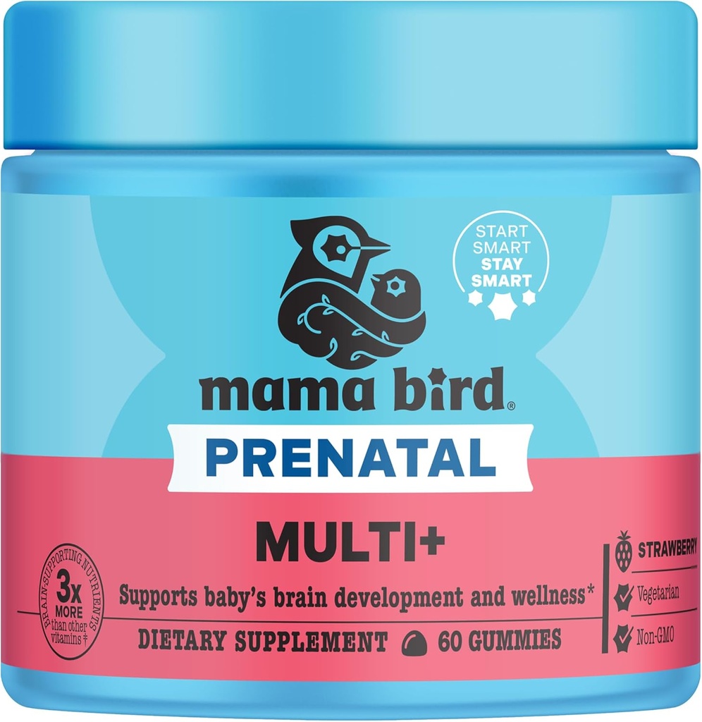 En İyi Nest Wellness Mama Bird Prenatal Multi Plus - Prenatal Care Supplement Supports Brain & Digestive Health - Vegan Multivitamin with Metilfolate & More - Strawberry, 60 Gummies (30 hizmet)