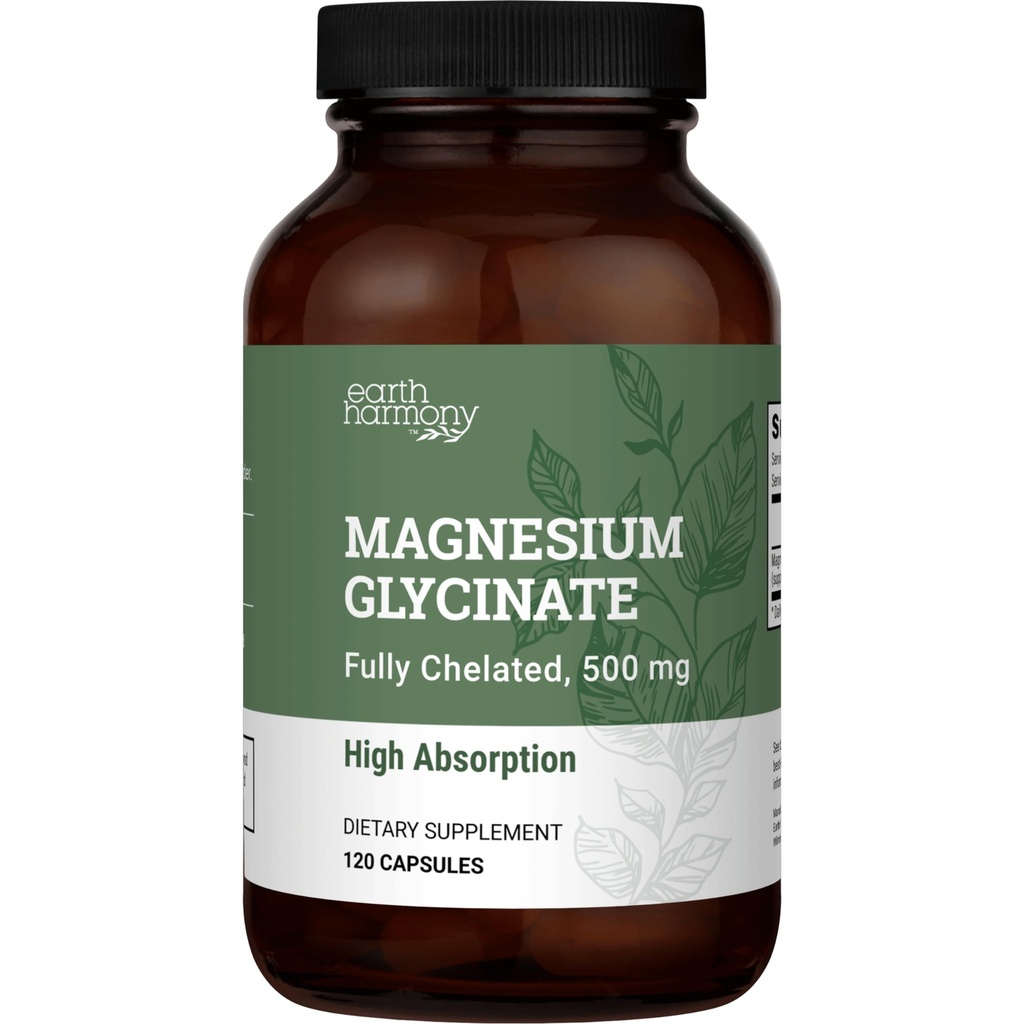 Pure Magnesium Glycinate 500mg - Chelated Magnesium Supplement, High Absorption Capsules for Sleep, Glicinato De Magnesio with Organic MCT Powder (120 Capsules)
