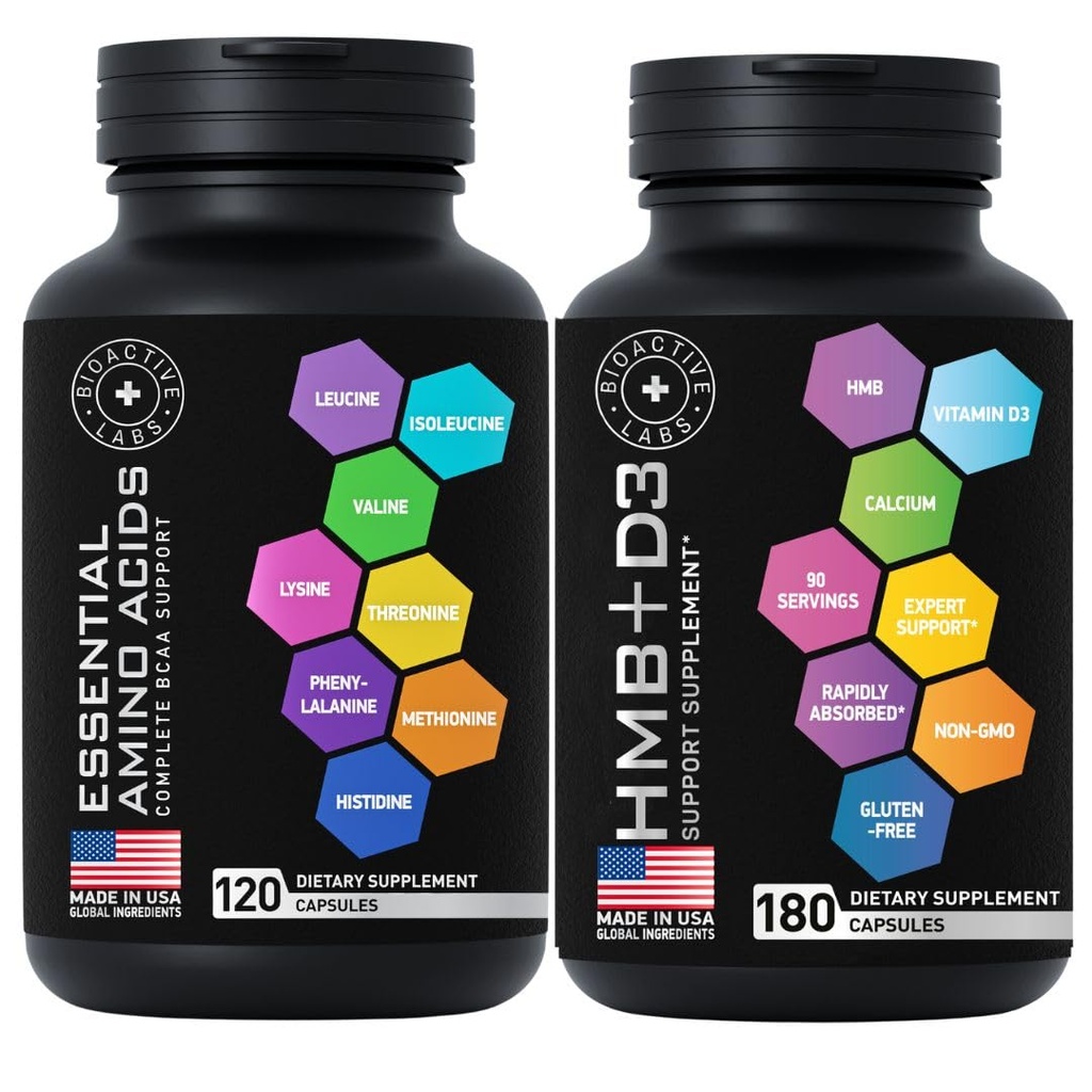 Essential Amino Acids Complex and HMB and Vitamin D3 - Power and Recovery Bundle