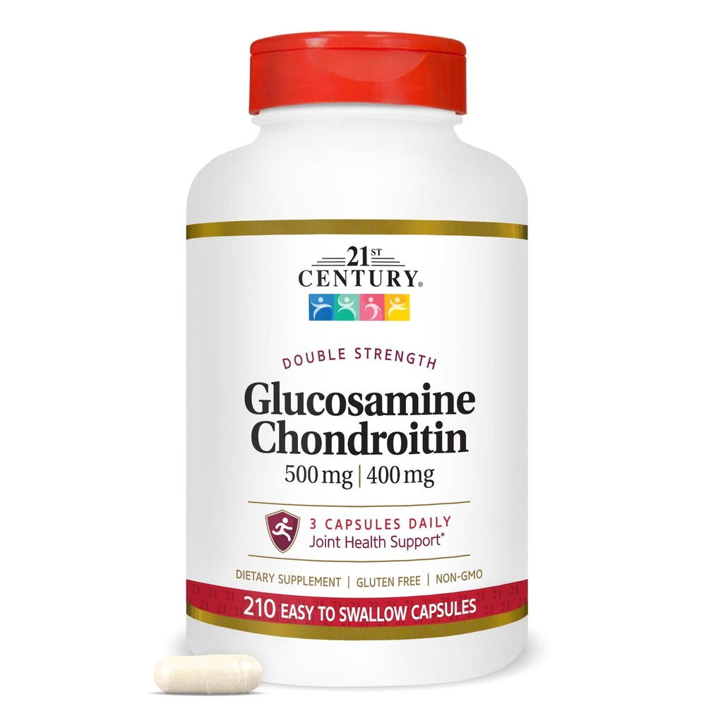21st Century Double Strength Glucosamine Chondroitin (210 Count), Dietary Supplement for Joint & Cartilage Health, Supports Active Lifestyle, Non-GMO, Gluten-Free Joint Supplements for Men & Women