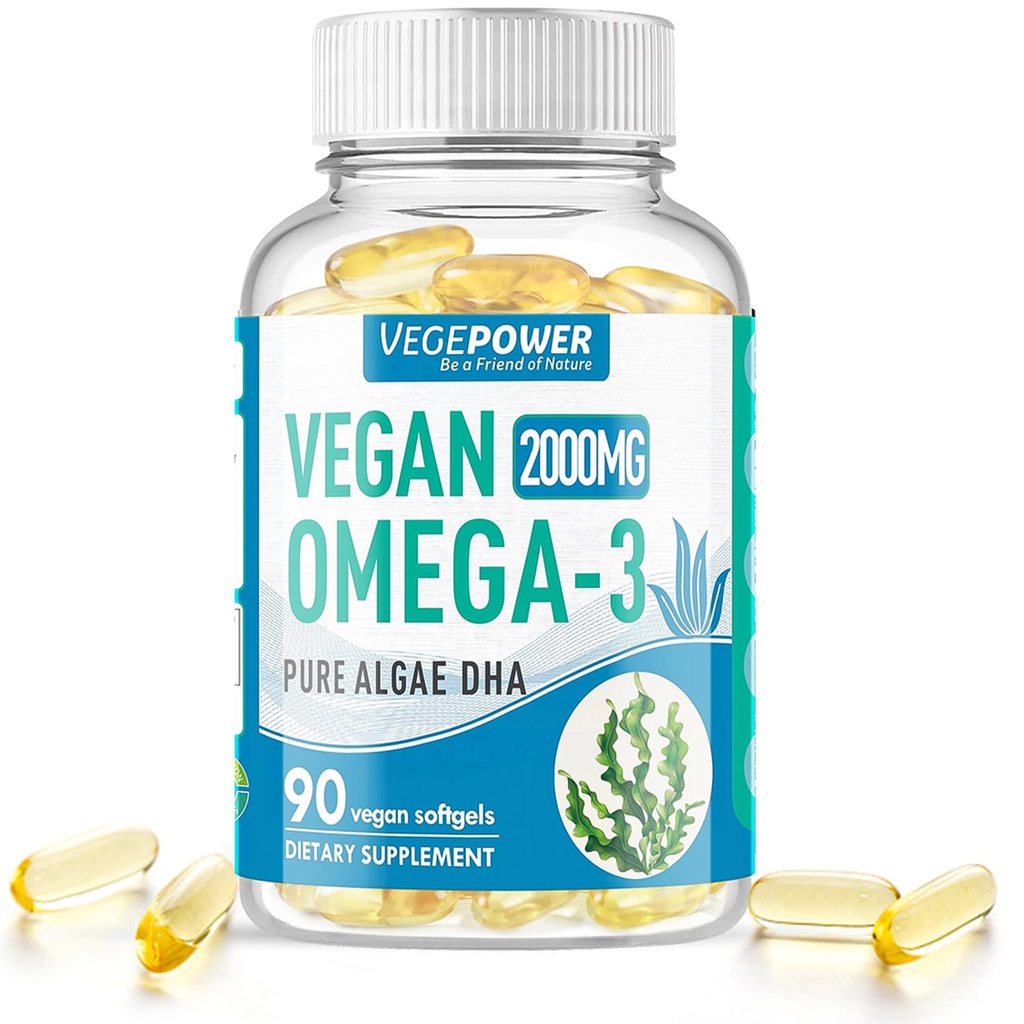 Vegan Omega-3 Algae DHA Συμπληρώματα - 2000mg Algae Oil, Plant-based Prenatal Algal DHA, 90 Carrageenan Free Softgels - Βιώσιμο ιχθυέλαιο Εναλλακτικές Υποστηρίζει εγκέφαλο, καρδιά, μάτια, κοινή υγεία