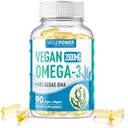 Vegan Omega-3 Algae DHA Supplements - 2000 mg Algae Oil, Plant-Based Prenatal Algal DHA, 90 Carrageenan Free Softgels -Sustainable Fish Oil Alternative Supports Brain, Heart, Eyes, Joint Health