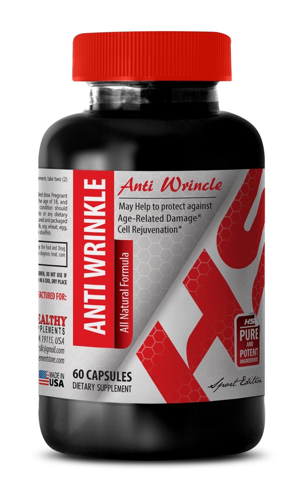 Anti-Wrinkle Complex - Collagen and Green Tea, Grape Seed and Hyaluronic Acid, Aloe Vera and Turmeric, Green Tea and Resveratrol, Skin Care with Collagen and Aloe Vera, Resveratrol Glow 1Bot