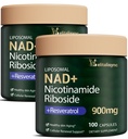 Premium NAD+ Supplement - Nicotinamide Riboside & Resveratrol 900mg – Fast-Absorbing Cellular Renewal Capsules for Energy, Anti-Aging & Brain Health – Vegan, Non-GMO, 200 C
