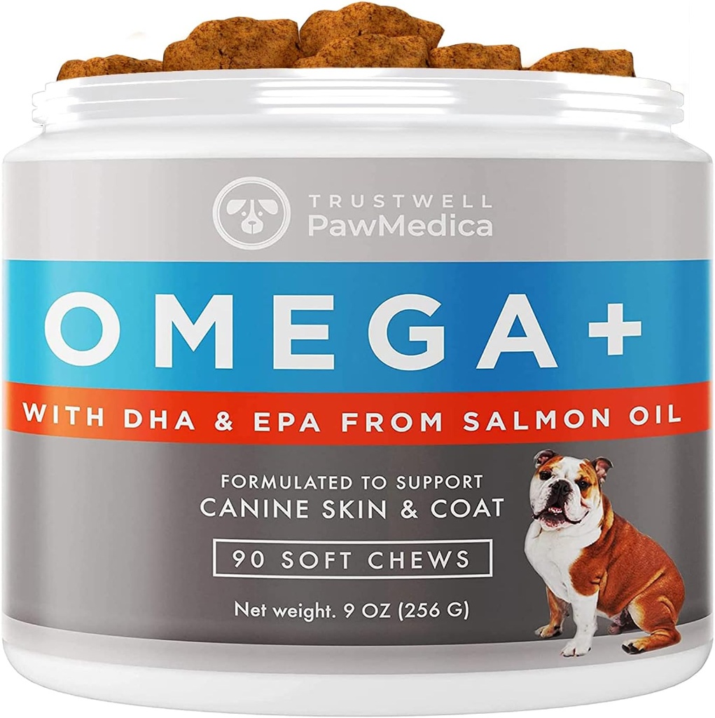 Köpekler için PawMedica Omega 3, Dog Skin ve Coat Supplement ile Fish Oil Love Helps with Dog Kuru Skin, Omega 3 6 9 Dog Allergies için Chews