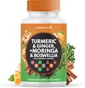 Turmeric Moringa Supplement | Ginger, Boswellia, Saffron, Holy Basil- Joint Support Supplement for Women and Men with Ceylon Cinnamon, Quercetin, Tart Cherry- 120 Count