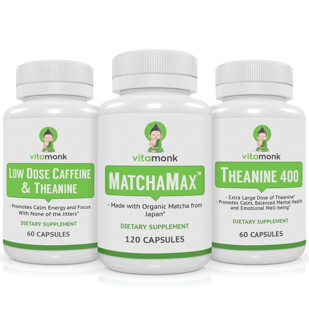 VitaMonk Matcha, Low Dose Caffeine ve Theanine Sche - Calm, Jitters olmadan Enerji Odaladı