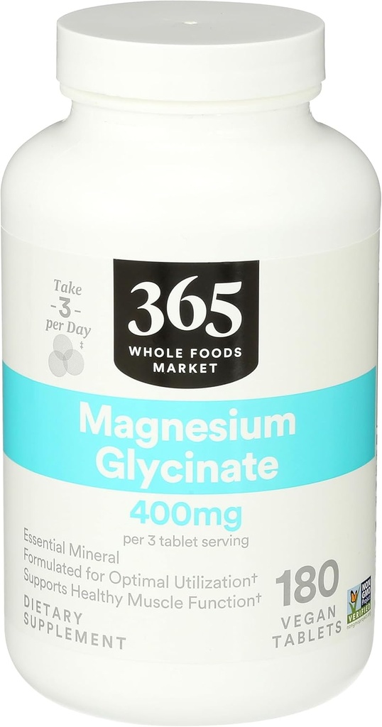 365 by Whole Foods Market, Magnezyum Glycinate 400 MG, 180 Count