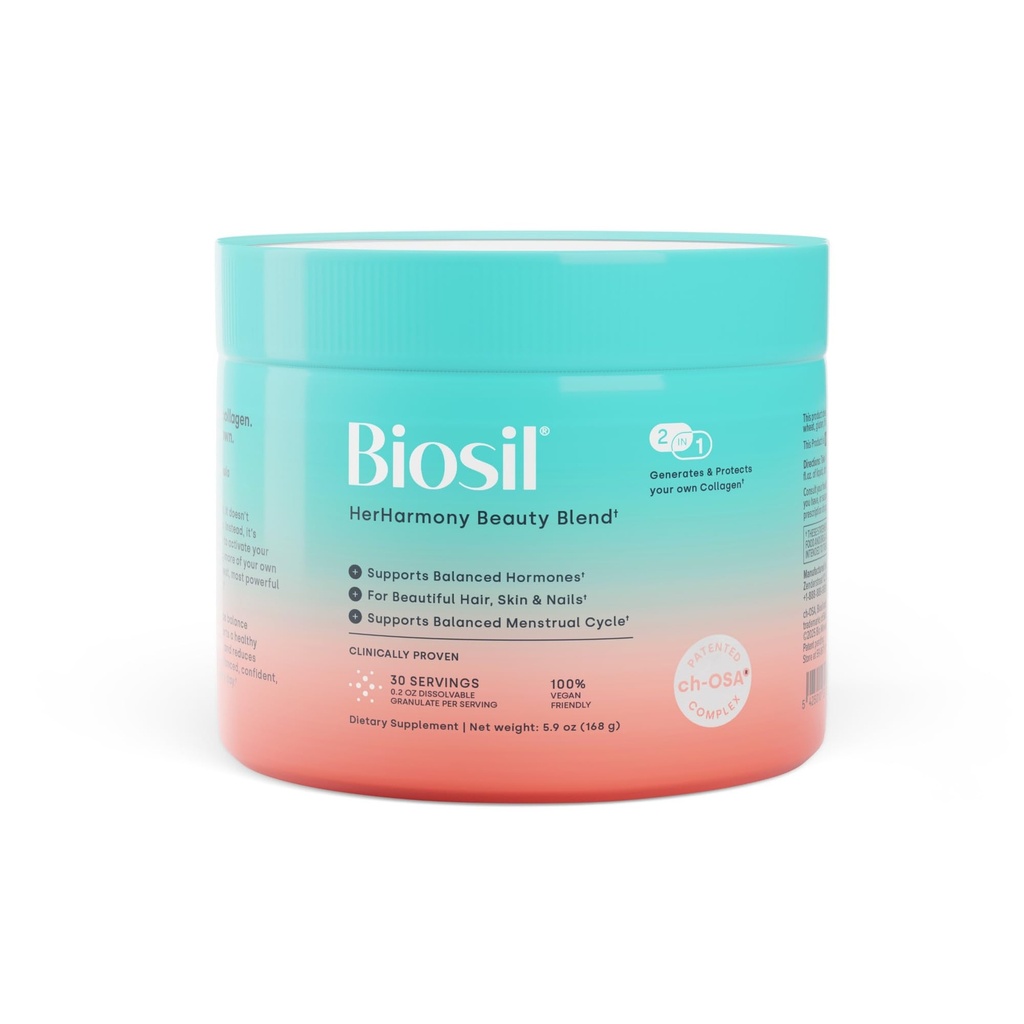 Biosil HerHarmony Beauty Blend - 5.9 oz - Hormone, Fertility & Menstrual Support - Skin, Hair & Nail Health - Patented ch-OSA & Ideal 40:1 Ratio of Myo-Inositol to D-Chiro-Inositol - 30-Day Supply