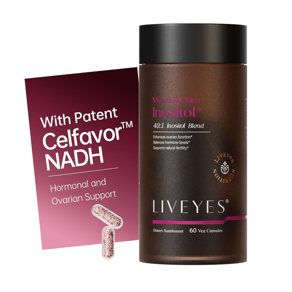 Myo-Inositol & D-Chiro Inositol Supplement for Women – Ideal 40:1 Ratio, NADH Plus Folate and PQQ – Hormone Balance & Ovarian Support