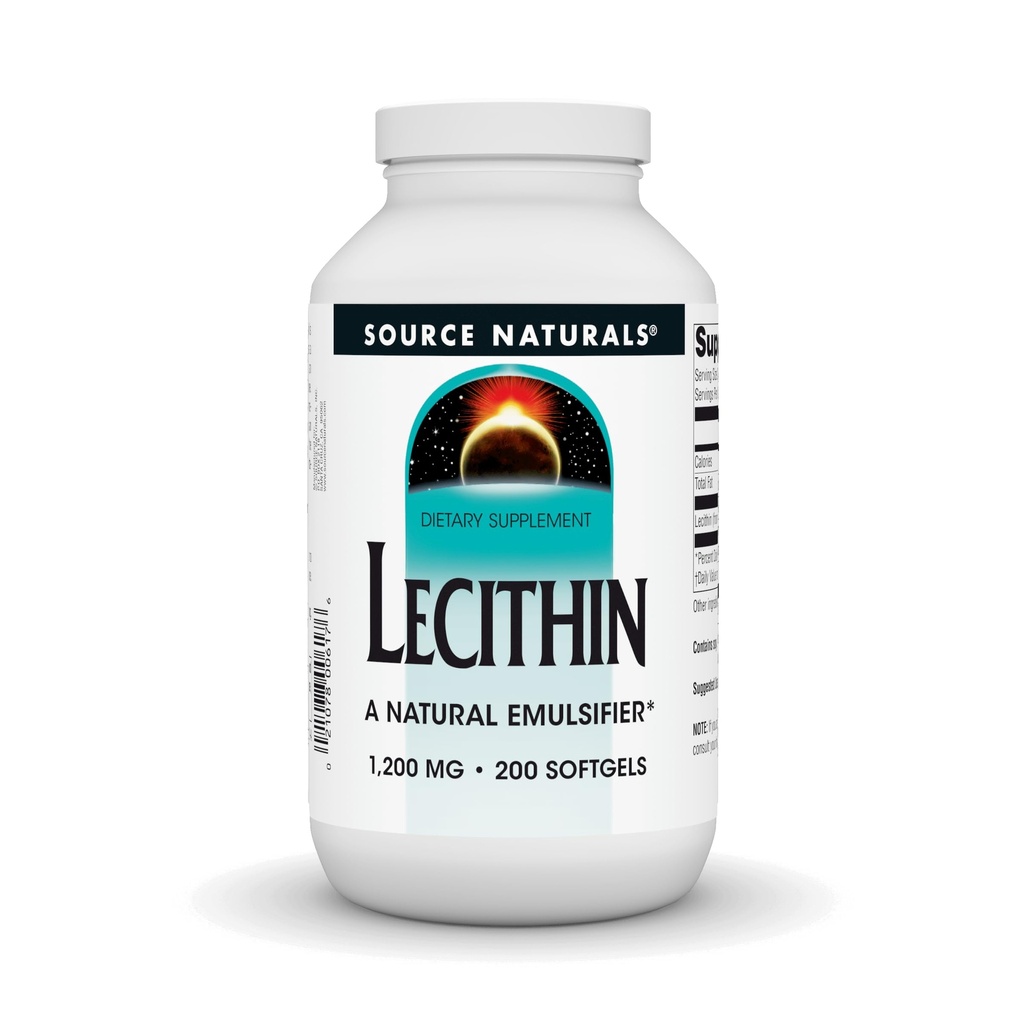 Source Naturals Lecithin 1200 mg, Doğal Emülsifier - 200 Softgels