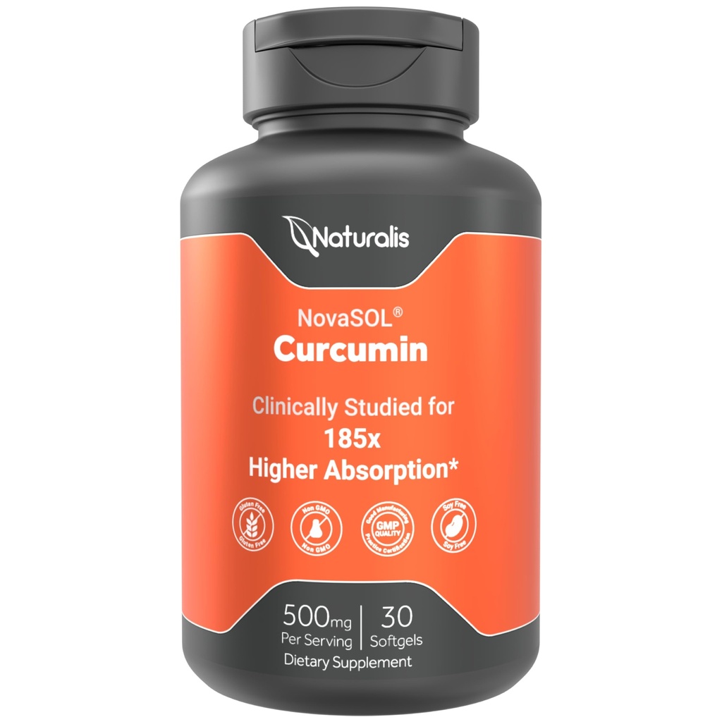 Naturalis NovaSOL Turmeric Curcumin (5,550mg Curcuminoids Equivalent Per Serving) - Clinical Proven with 185X Better Absorption | Antioxidant Support for Brain, Joint & Immune Health* | 30 Servings