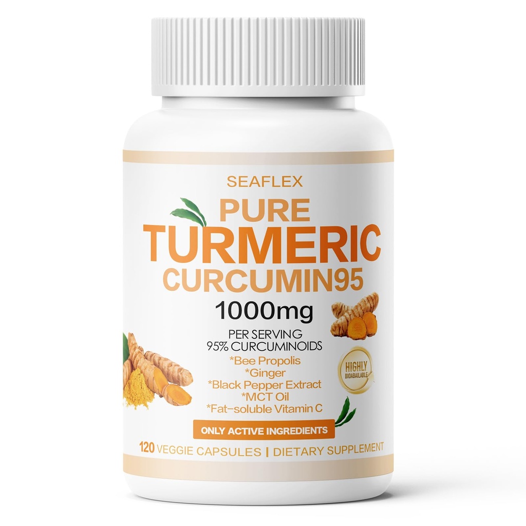 Turmeric Curcumin 95 1000mg - 95% Turmeric Complex Supplement with Bee Propolis (120 Capsules)