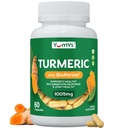 YUM-Vs Turmeric Curcumin Supplement with Black Pepper – Made with 100mg Extract + 900mg Raw Organic Turmeric – Supplement for Joint Health & Mobility – Non-GMO, Gluten Free, Vegetarian (60 Capsules)