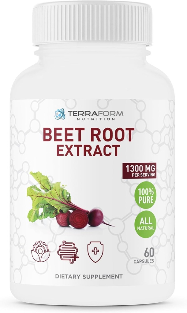 Red Beetroot Extract 1300mg per Serving – Σε σκόνη Beetroot Supplement - 60 Κάψουλες - 1 Μήνα – Vegan Friendly - Made in USA