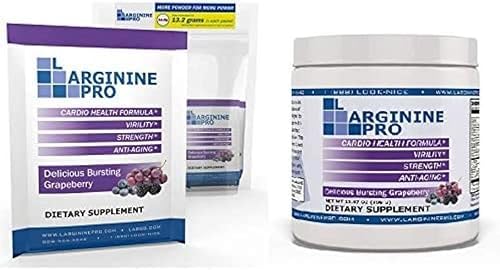 L-ARGININE PRO 2-Pack, 1 Grape Jar and 30 Single Serve Packs That are Great Tasting! | Blood Flow | Pre-Workout Drink | with Vitamins C, B6, B12, K & More