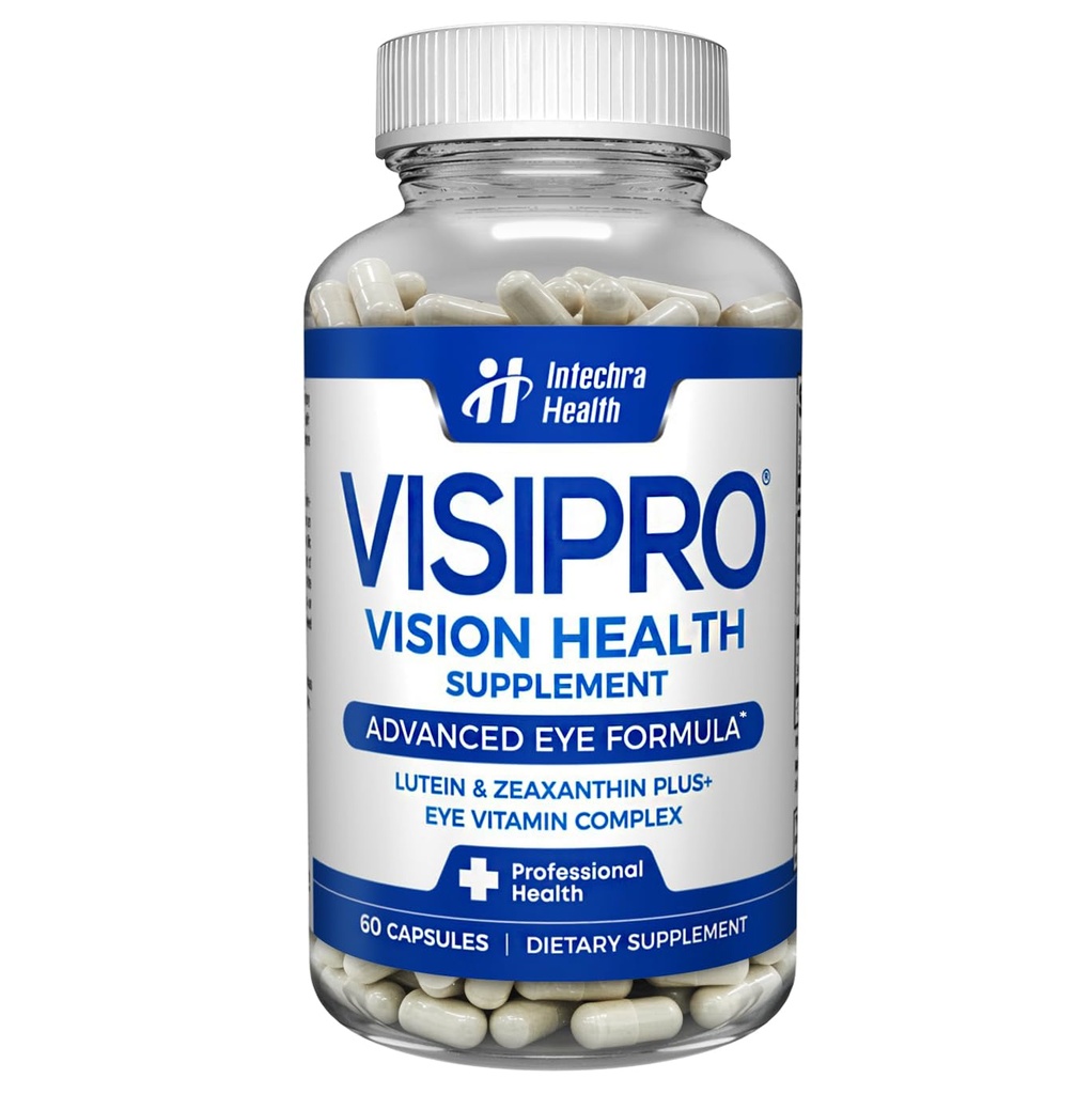 VISIPRO® 20-20 New Vision Health Supplement - Advanced Eye Vision Vitamins for Complete Eye Health, Vision Support & Macular Free Radical Defense - 60 Veggie Caps