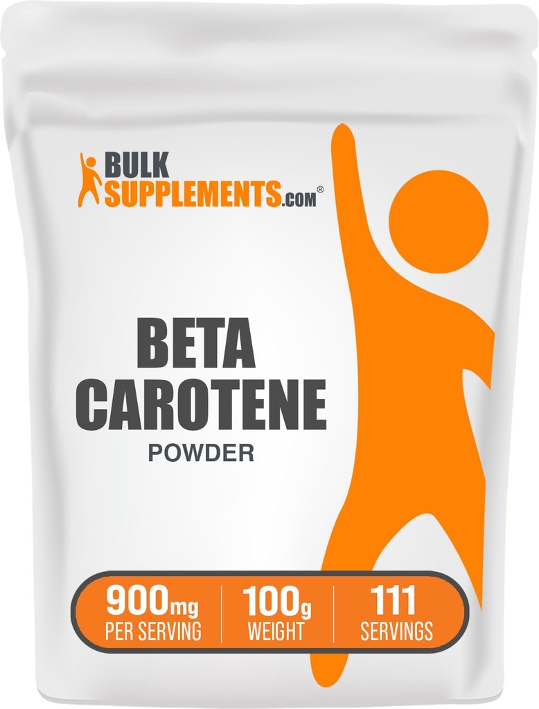 BulkSupplements.com Beta Carotene Powder - Beta Carotene Supplement, Vitamin A Supplement for Immune and Vision Support - Gluten Free, 900mg per Serving, 100g (3.5 oz) (Pack of 1)