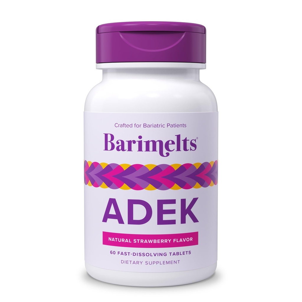 Barimelts ADEK - 60 Ταμπλέτες ταχείας διάλυσης (2- Μήνας προσφοράς) - Χωρίς ζάχαρη βιατρικές βιταμίνες για γυναίκες συμπεριλαμβανομένων Βιταμίνης Α, Βιταμίνης D, Βιταμίνης Ε & Βιταμίνης Κ, Φυσικής Γεύσης Φράουλας